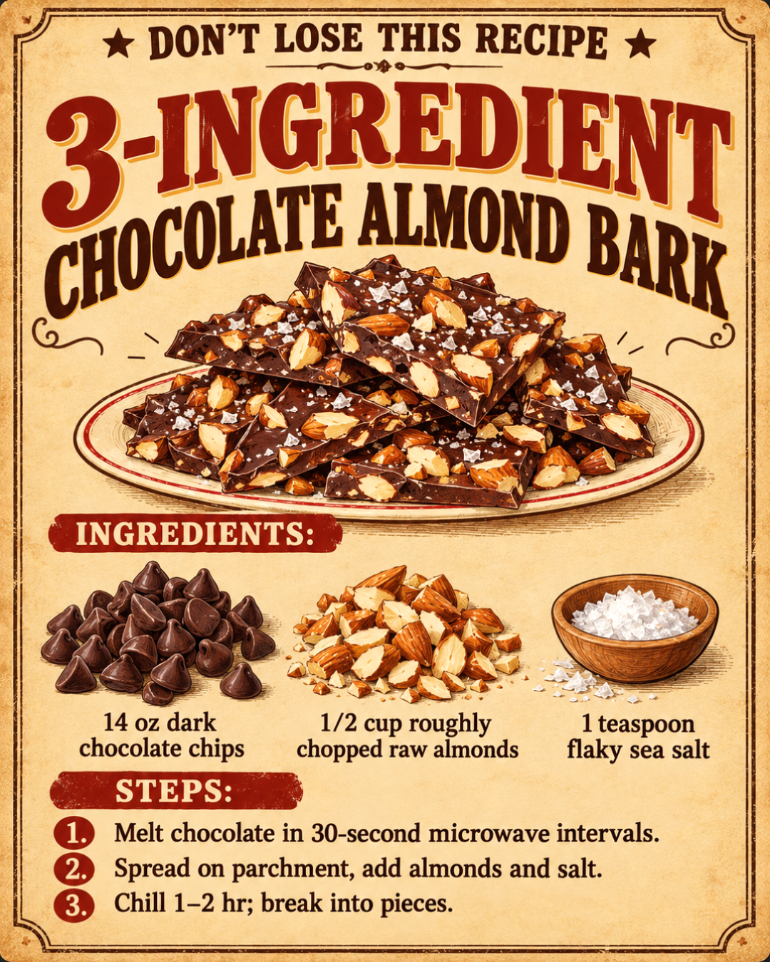 3-Ingredient Chocolate Almond Bark